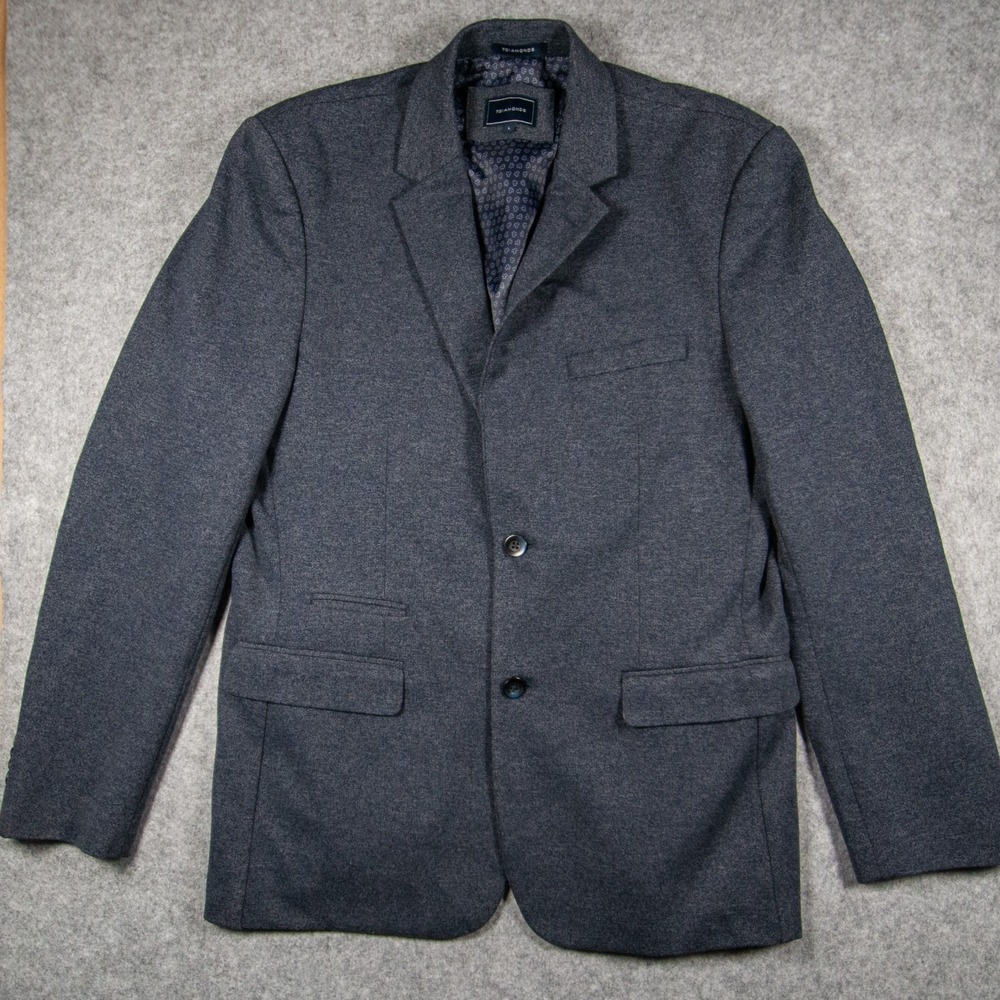 7Diamonds Men's Stretch Knit Blazer Sport Coat Gray Geometric Lining Sz L